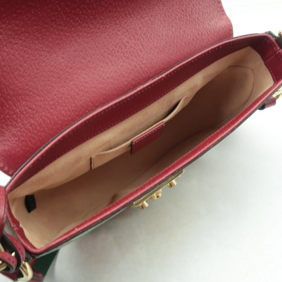 100% Authentic Gucci Padlock Brown & Multicolor Canvas Shoulder Bag - Picture 8 of 12